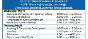 FY 2017 Budget Mark-Up Schedule