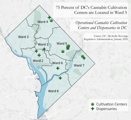 Map of DC's Cannabis Cultivation Centers