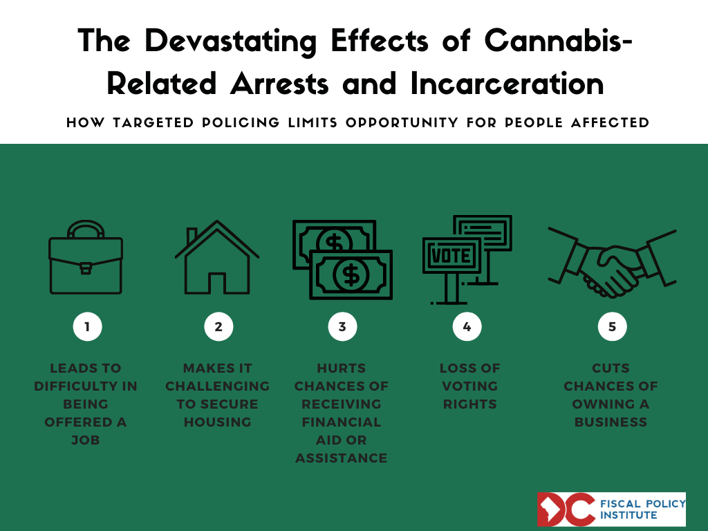 Infographic of "The Historic US Collateral Consequences of Cannabis-Related Arrests and Incarceration"