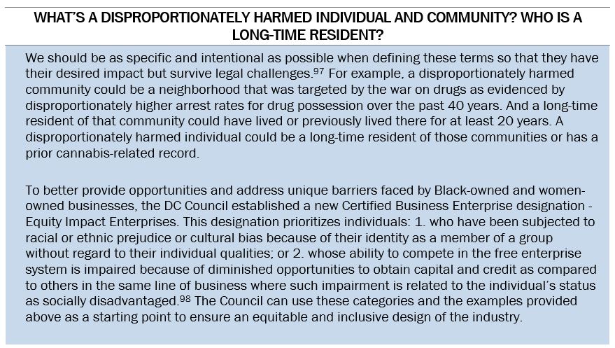 Text Box: What's a Disproportionately Harmed Individual and Community? Who is a Long-Time Resident?